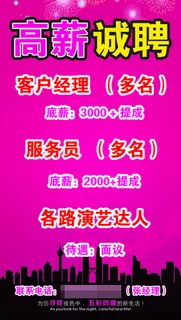 幸福里酒吧招聘海报