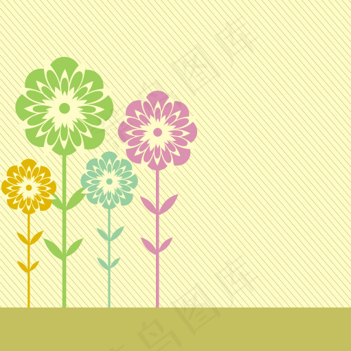 矢量素材简约风格花朵底纹卡片背景