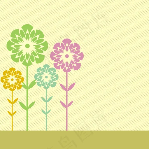 矢量素材简约风格花朵底纹卡片背景
