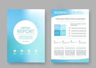 蓝色清新画册折页矢量素材