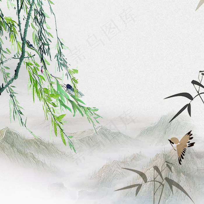 中国风水墨山水淘宝直通车主图背景