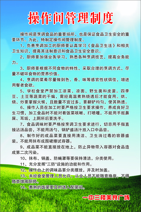 操作间管理制度cdr矢量模版下载