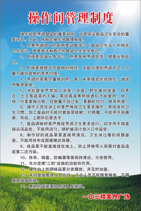 操作间管理制度cdr矢量模版下载