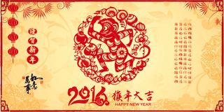 2016猴年剪纸风格宣传海报模板