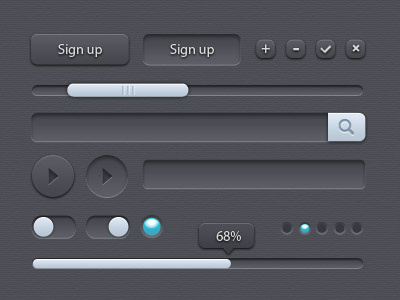 网页播放器UI控件按钮PSD素