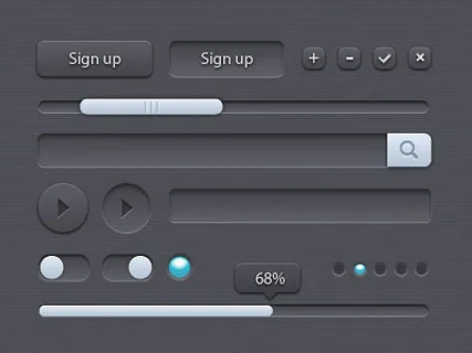 网页播放器UI控件按钮PSD素