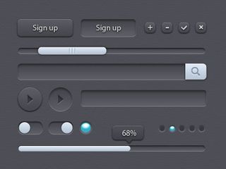 网页播放器UI控件按钮PSD素