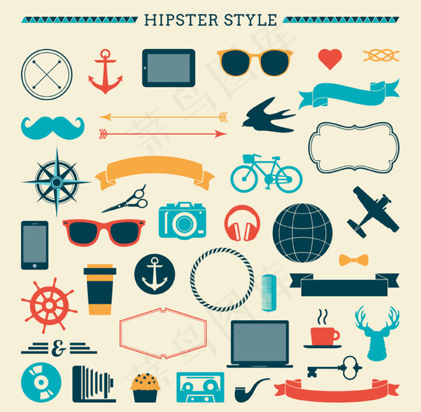 时尚风格元素设计矢量素材