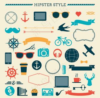 时尚风格元素设计矢量素材