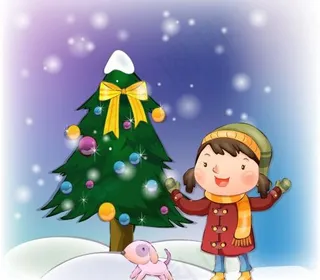 韩国冬日可爱插画女孩矢量图库05