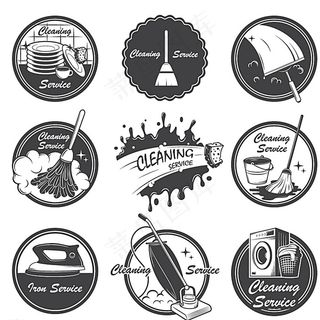 复古清洁服务标签矢量素材图片