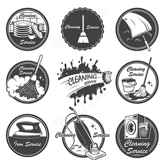 复古清洁服务标签矢量素材图片