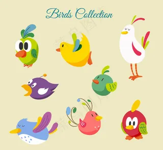 卡通公鸡母鸡疯狂的小鸟插画