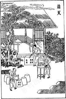 中国古代造瓦工艺矢量素材 中国古代造瓦工艺矢量素材