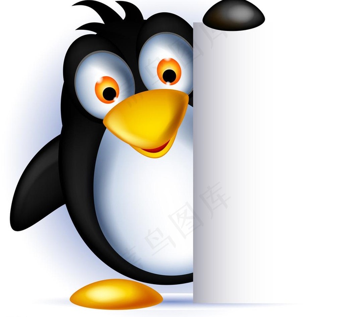 卡通企鹅空白公告栏图片
