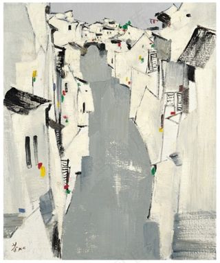 吴冠中油画江南水乡