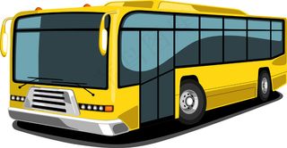 侧视图的公共交通巴士的橙色和白色的...