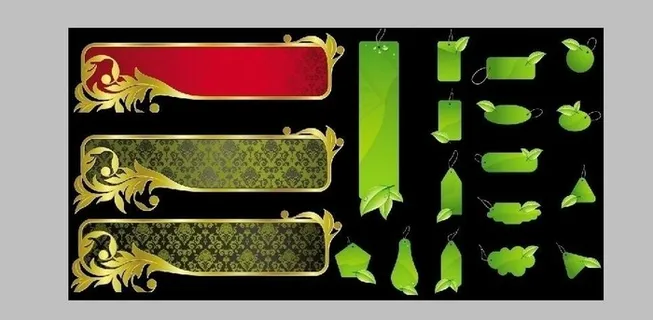 花纹横幅 绿色吊牌吊卡图片