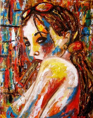 抽雪茄的女人图片