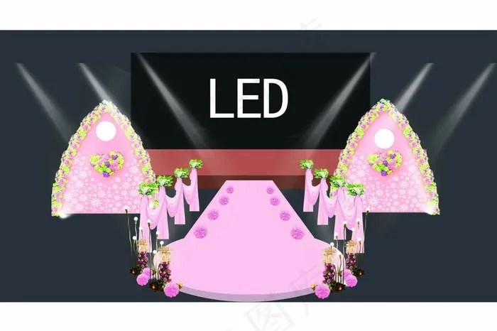 粉色婚礼主舞台(4724X3150(DPI:200))psd模版下载