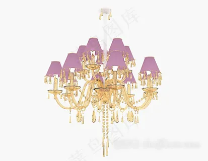 紫色水晶吊灯3d模型下载