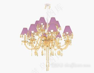 紫色水晶吊灯3d模型下载