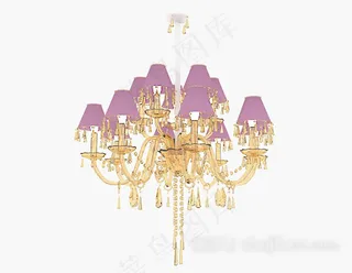 紫色水晶吊灯3d模型下载