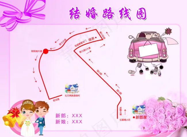婚礼路线图ai矢量模版下载