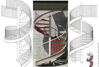 螺旋钢楼梯剖面的2D-3D和渲染
