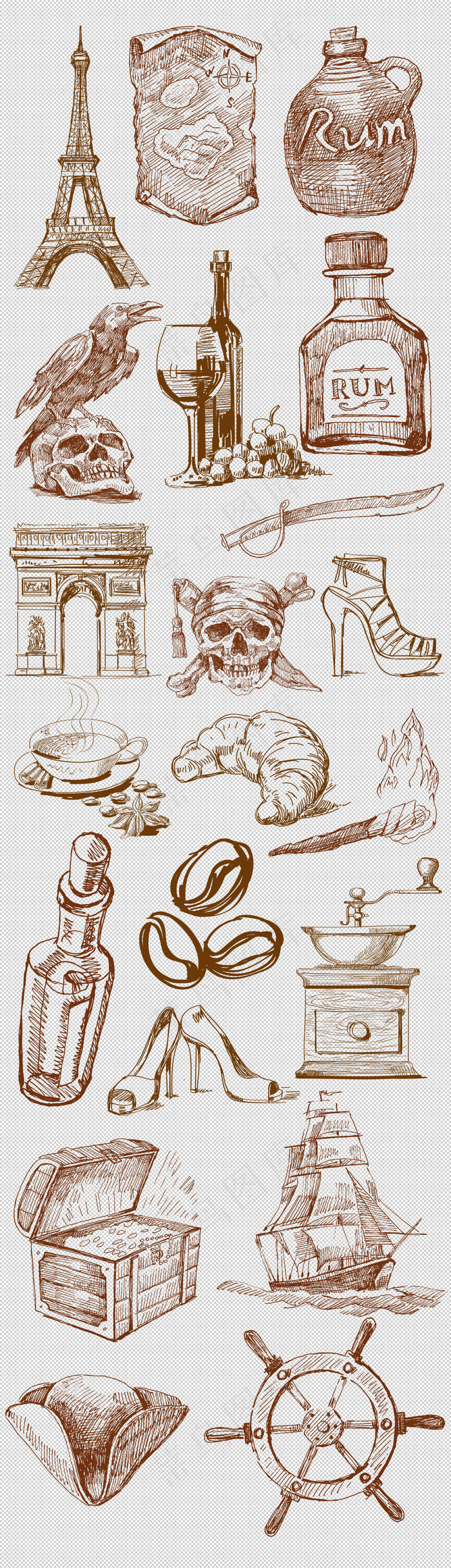 手绘复古欧式建筑素材合辑