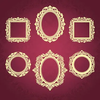金色花纹相框矢量素材下载