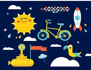 童趣插画矢量素材图片