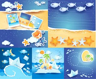 夏日海滩背景矢量素材