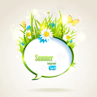 鲜花绿草夏季BANNER旗帜矢量素 鲜花绿草夏季BANNER旗帜矢量素