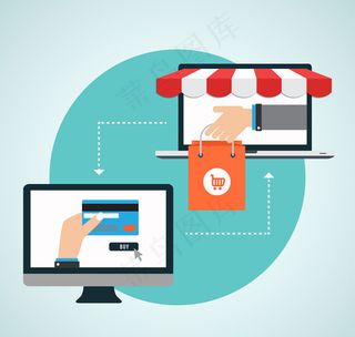 创意网络购物插画矢量素材
