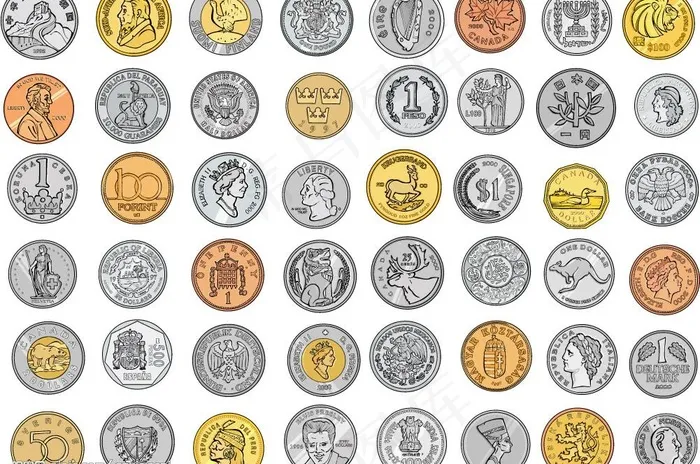 世界金币图片ai矢量模版下载