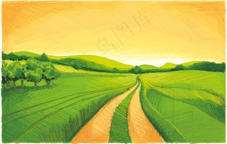 农业油画风格农场