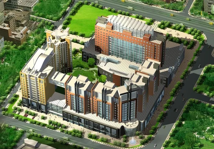 小区建筑图后期加工图片(3300X2494(DPI:72))psd模版下载