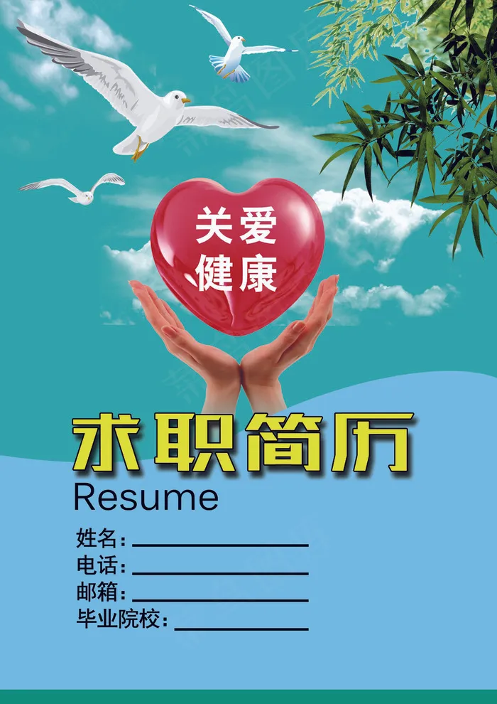 护士医生求职简历模板素材下载psd模版下载