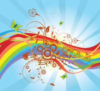 蝴蝶花的背景矢量插图