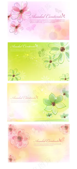 线描花朵幻彩背景矢量图 AI