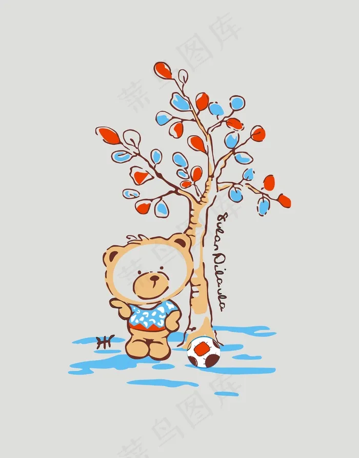 小熊插画cdr矢量模版下载