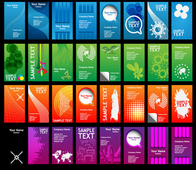 竖版科技名片卡片设计矢量素材