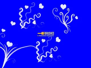 手绘涂鸦心形和花纹PS笔刷