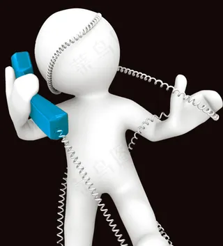 3D小人物动漫卡通可爱办公电话繁忙...