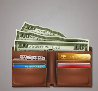 打开的钱包矢量素材图片