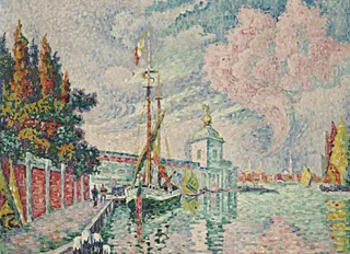 港口码头油画图片