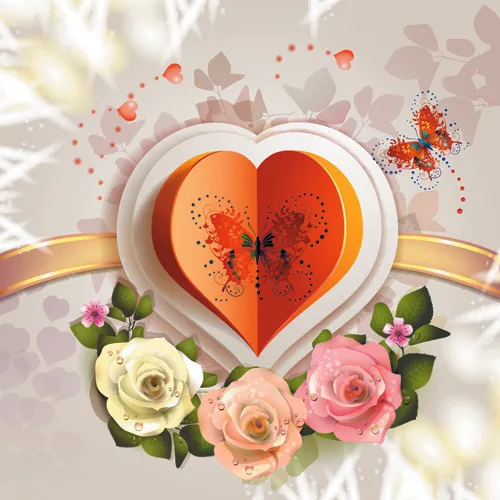 美丽的鲜花情人节贺卡设计矢量图05