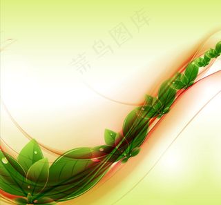 清新绿叶背景矢量素材