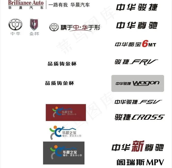 华晨汽车常用logo图片cdr矢量模版下载